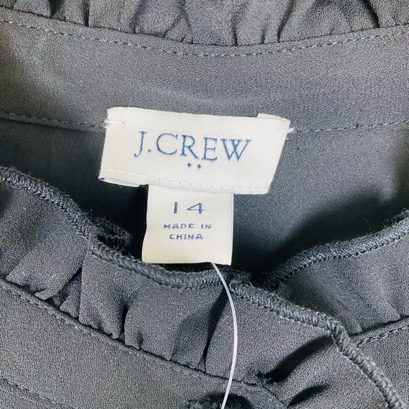 NWT J Crew Factory Women's Size 14 Black Long-sleeve Top With Ruffles - Picture 7 of 12